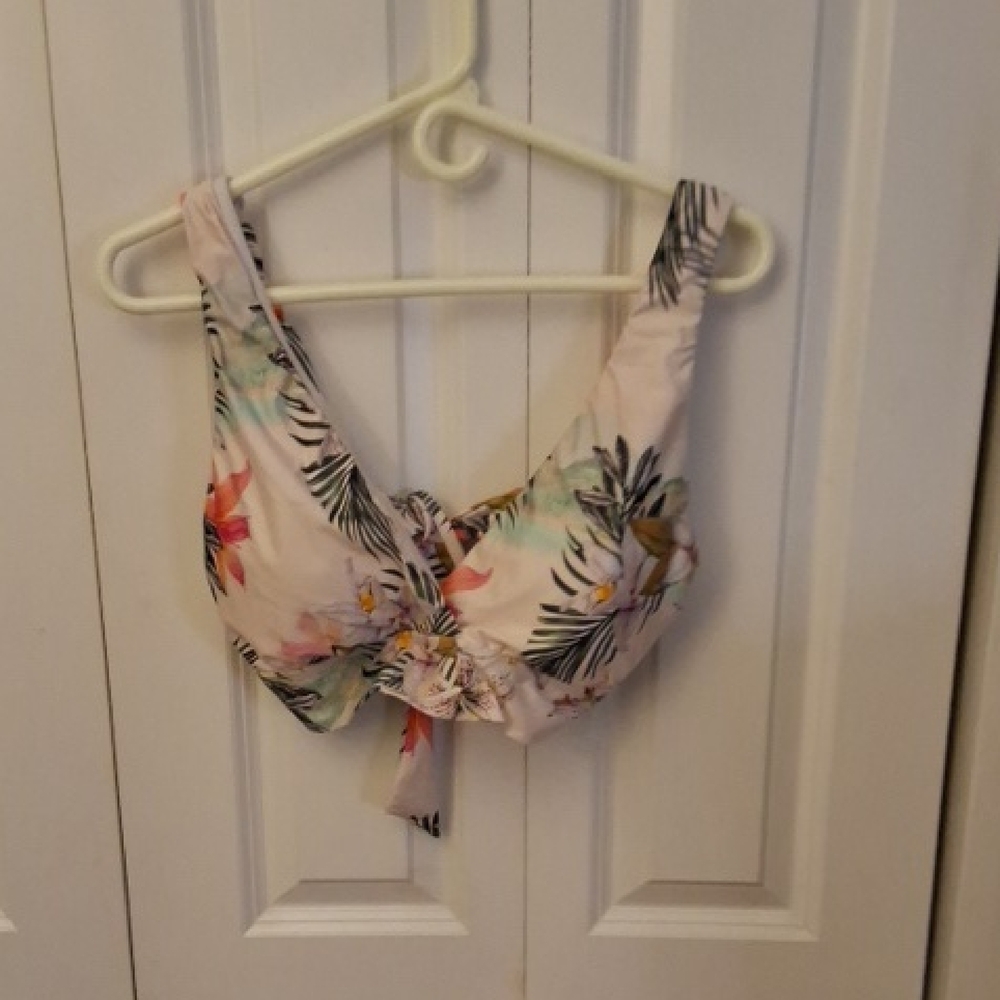 Floral Bikini Top with Tropical Print